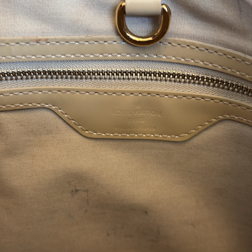 LOUIS VUITTON Wilshire MM Tote Bag Dune Tan Ivory Patent Leather Vernis Dust bag - Picture 15 of 16